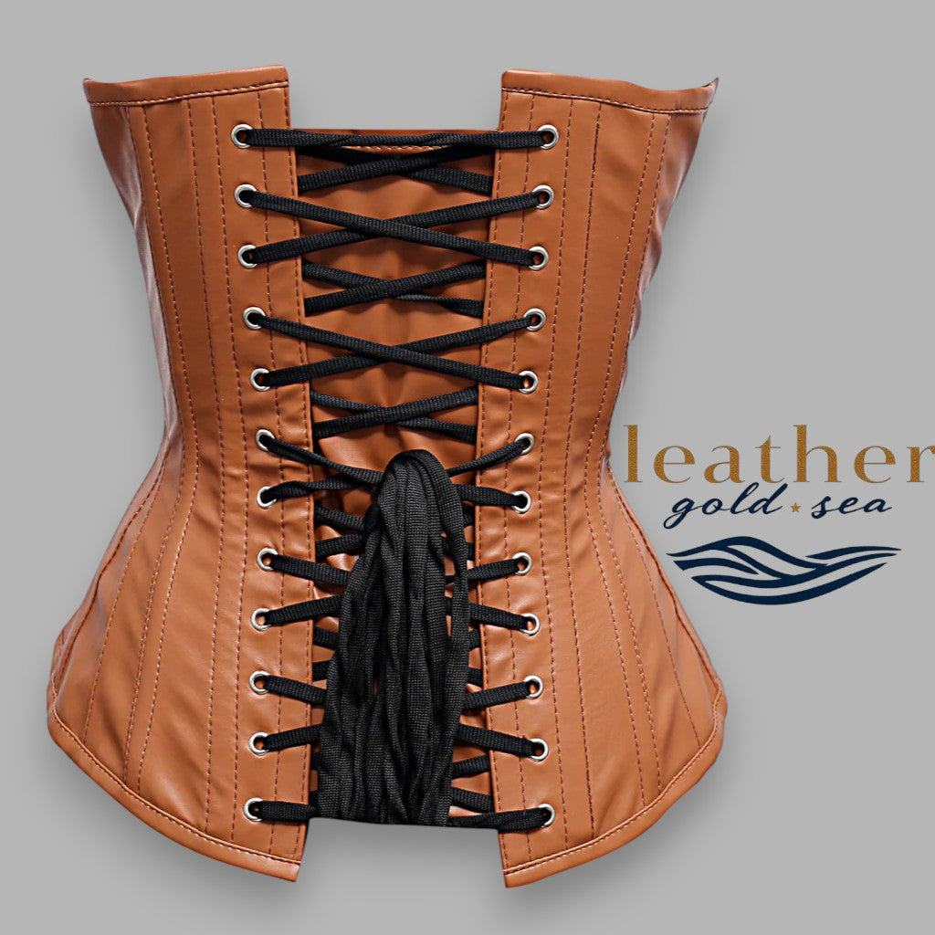 brown leather corset