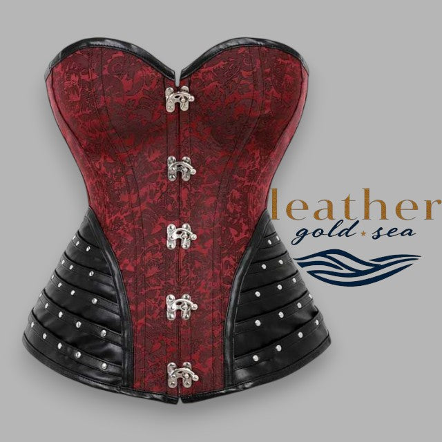 red leather corset top