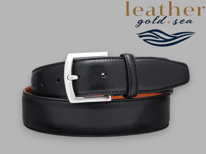 black and silver buckle belt