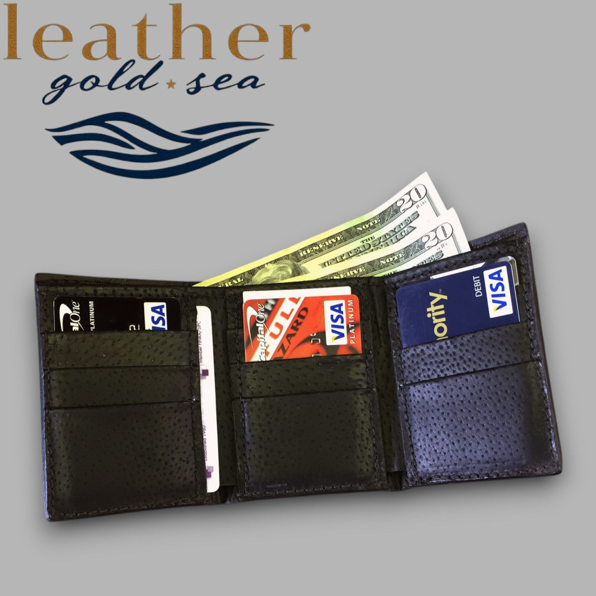 trifold leather wallet