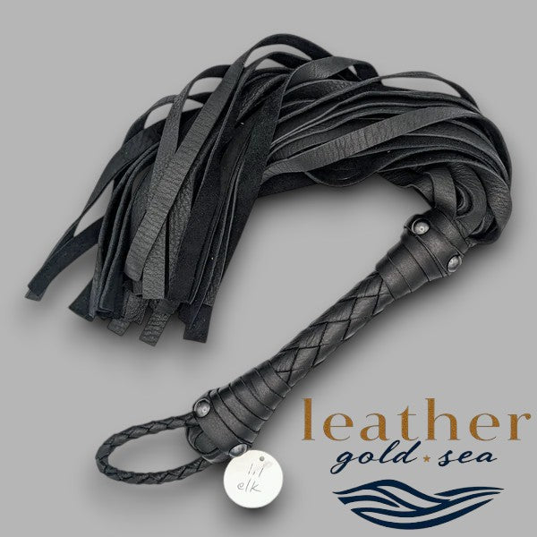 black leather flogger
