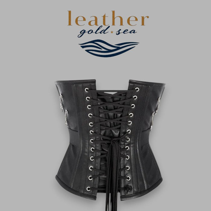 black faux leather corset top