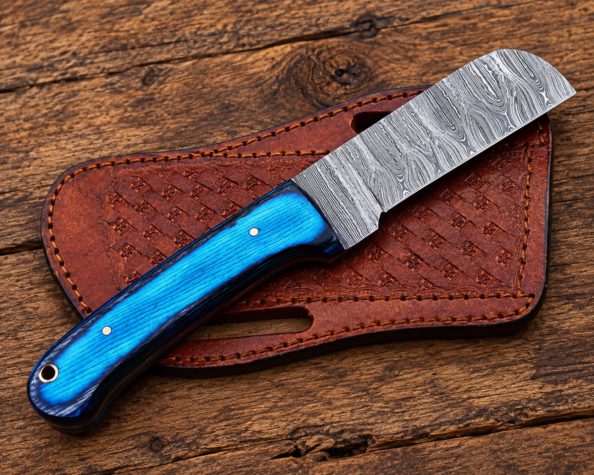Bull Cutter Knife with Sheath – Handmade Damascus Steel