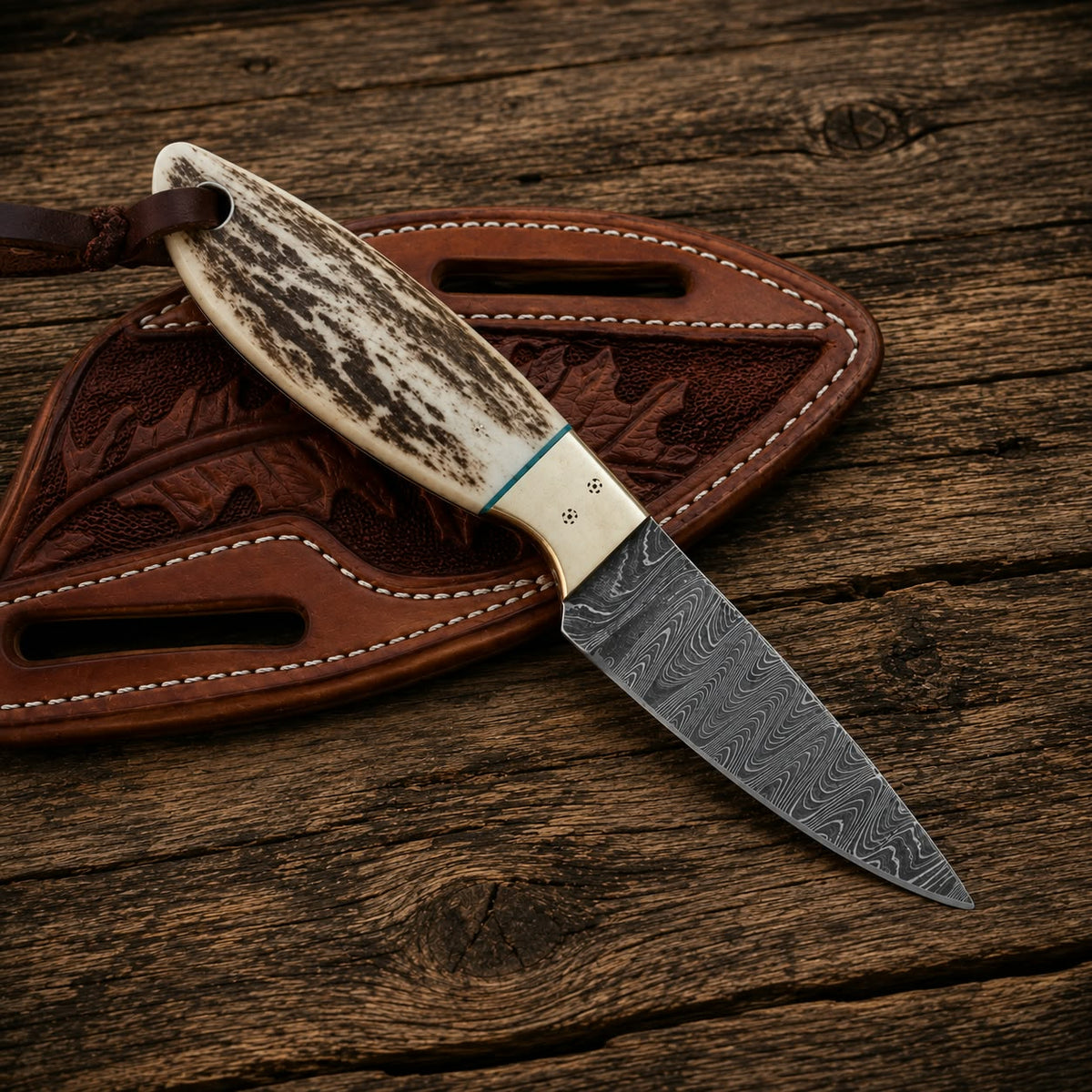 Handmade Buckaroo Knife with Damascus Steel Blade