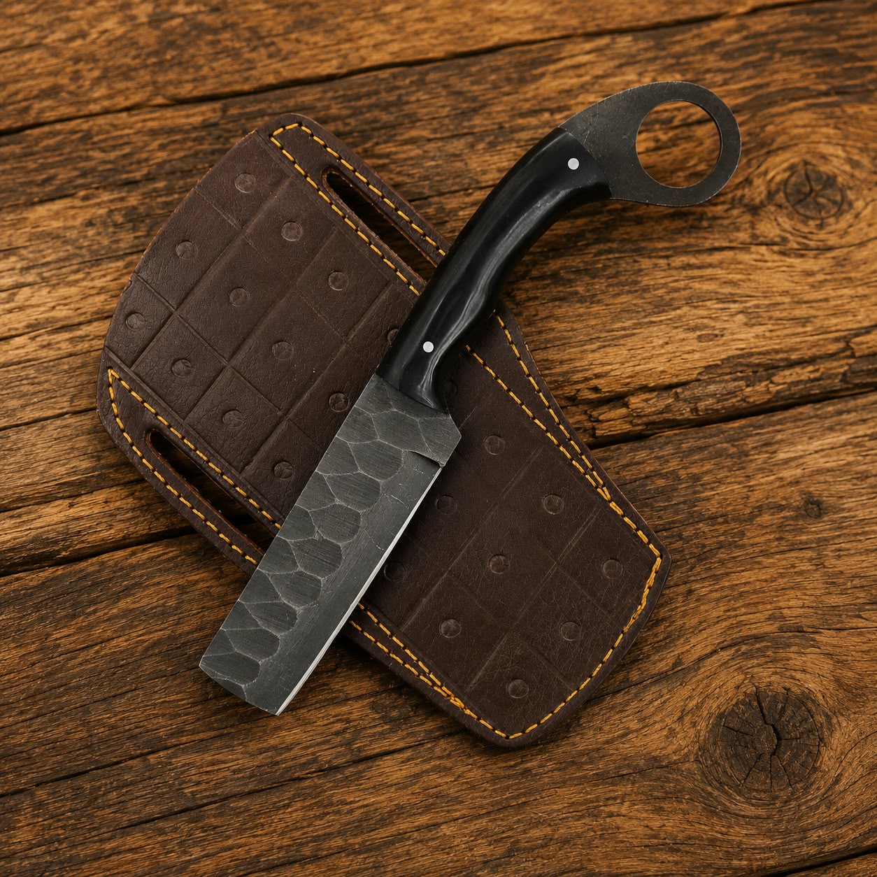 Handmade Bull Cutter Knives – D2 Tool Steel & Leather Sheath