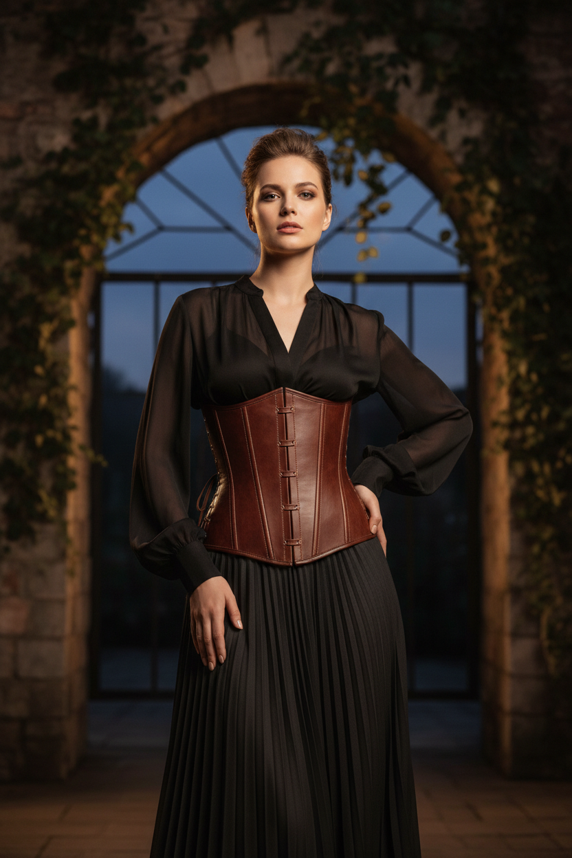 leather underbust corset