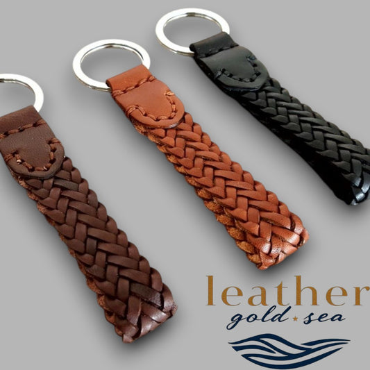 braided leather keychain
