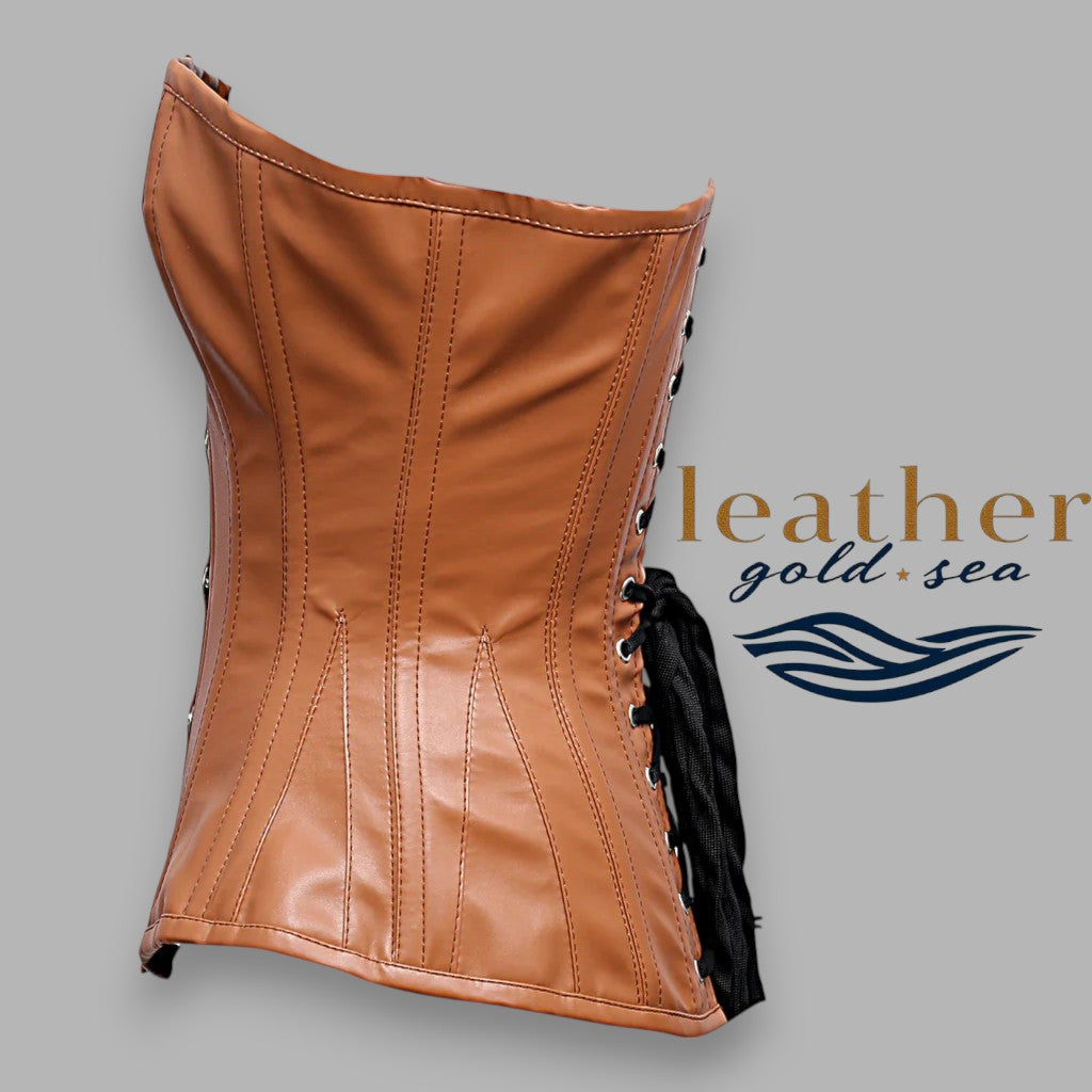 leather brown corset