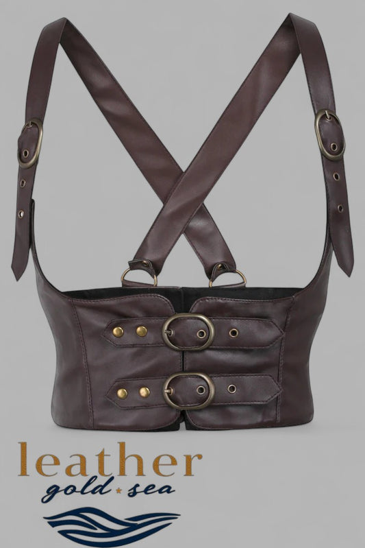leather brown corset