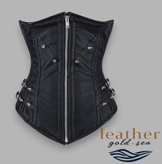 leather underbust corset