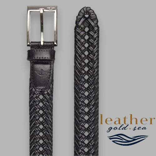 black and silver buckle belt