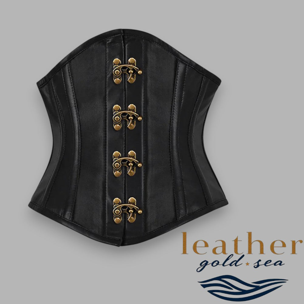 black leather corsets