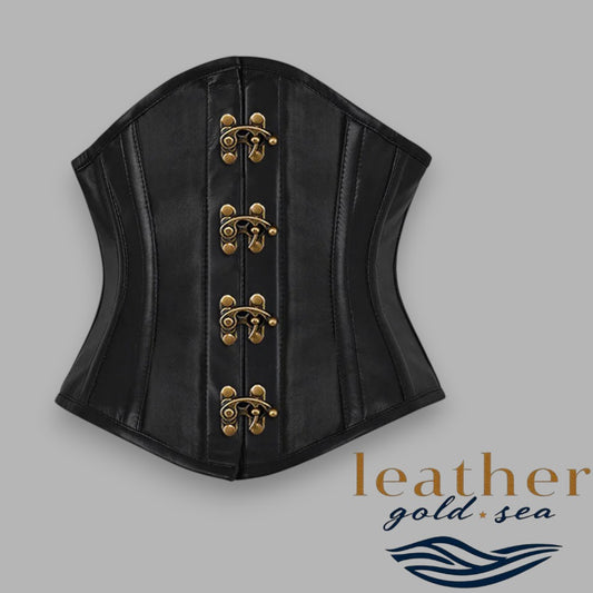 black leather corsets