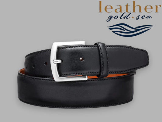 black and silver buckle belt