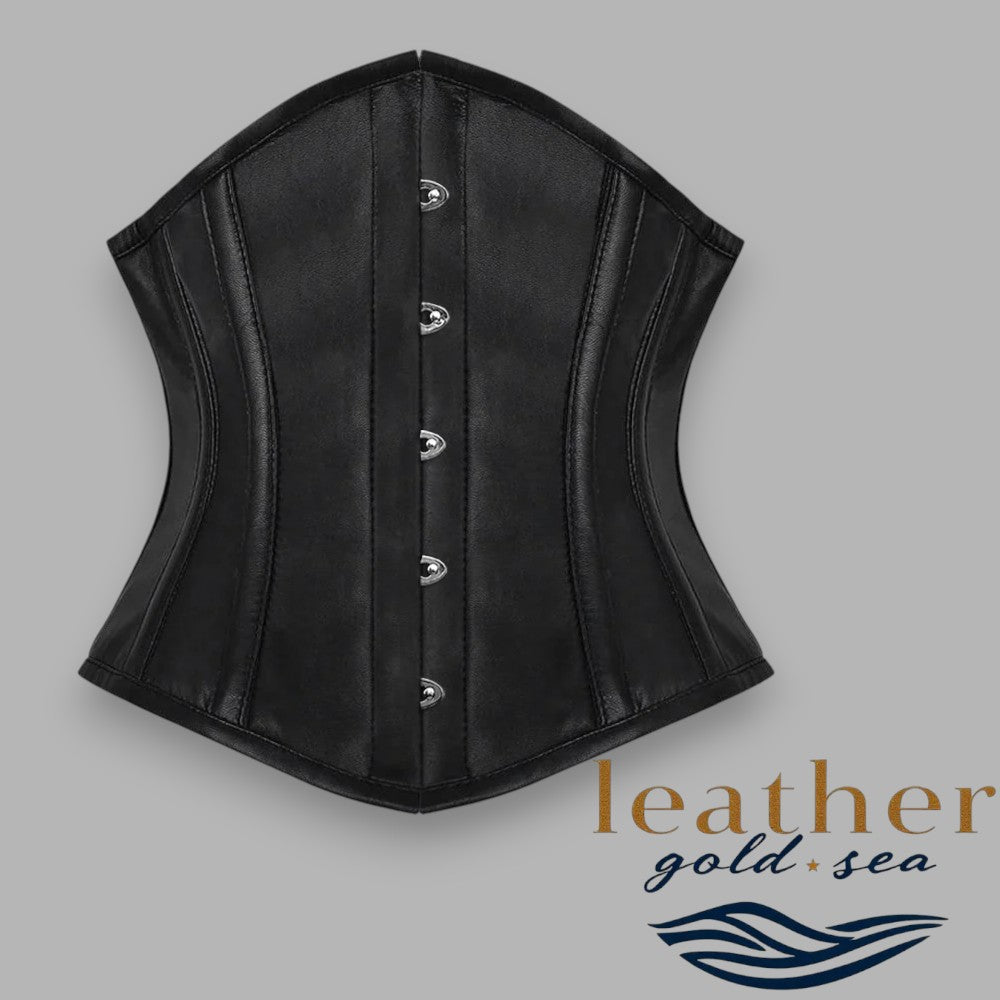 Black Leather Corset with Silver Studs

