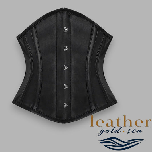 Black Leather Corset with Silver Studs