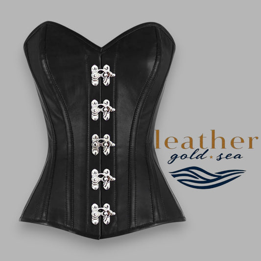 Black Leather Corset with Silver Studs