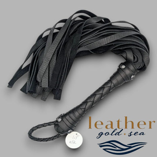 black leather flogger