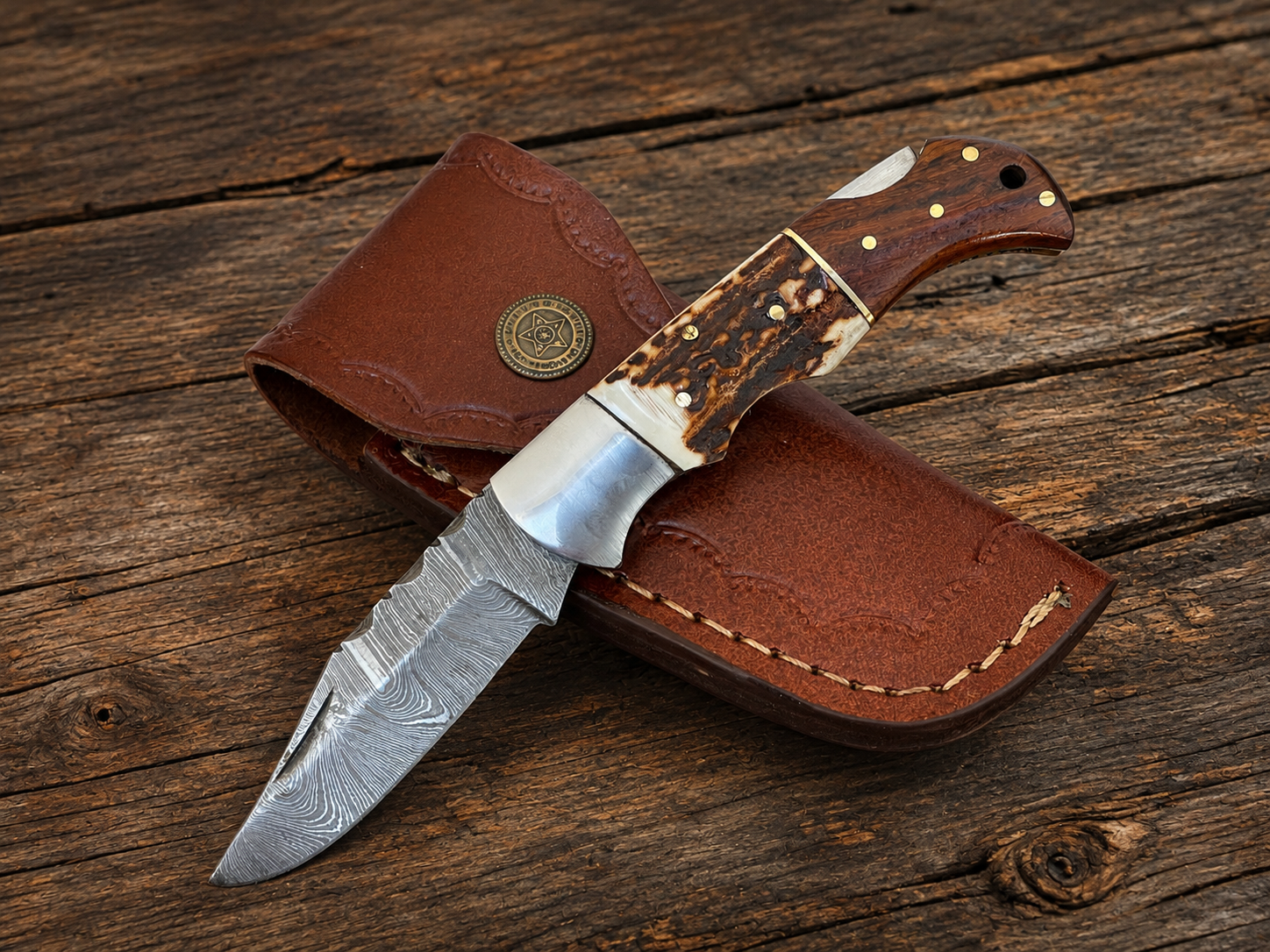 Damascus Pocket Knife | Handmade 3-Inch Damascus Blade