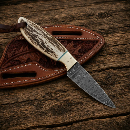 Handmade Buckaroo Knife with Damascus Steel Blade