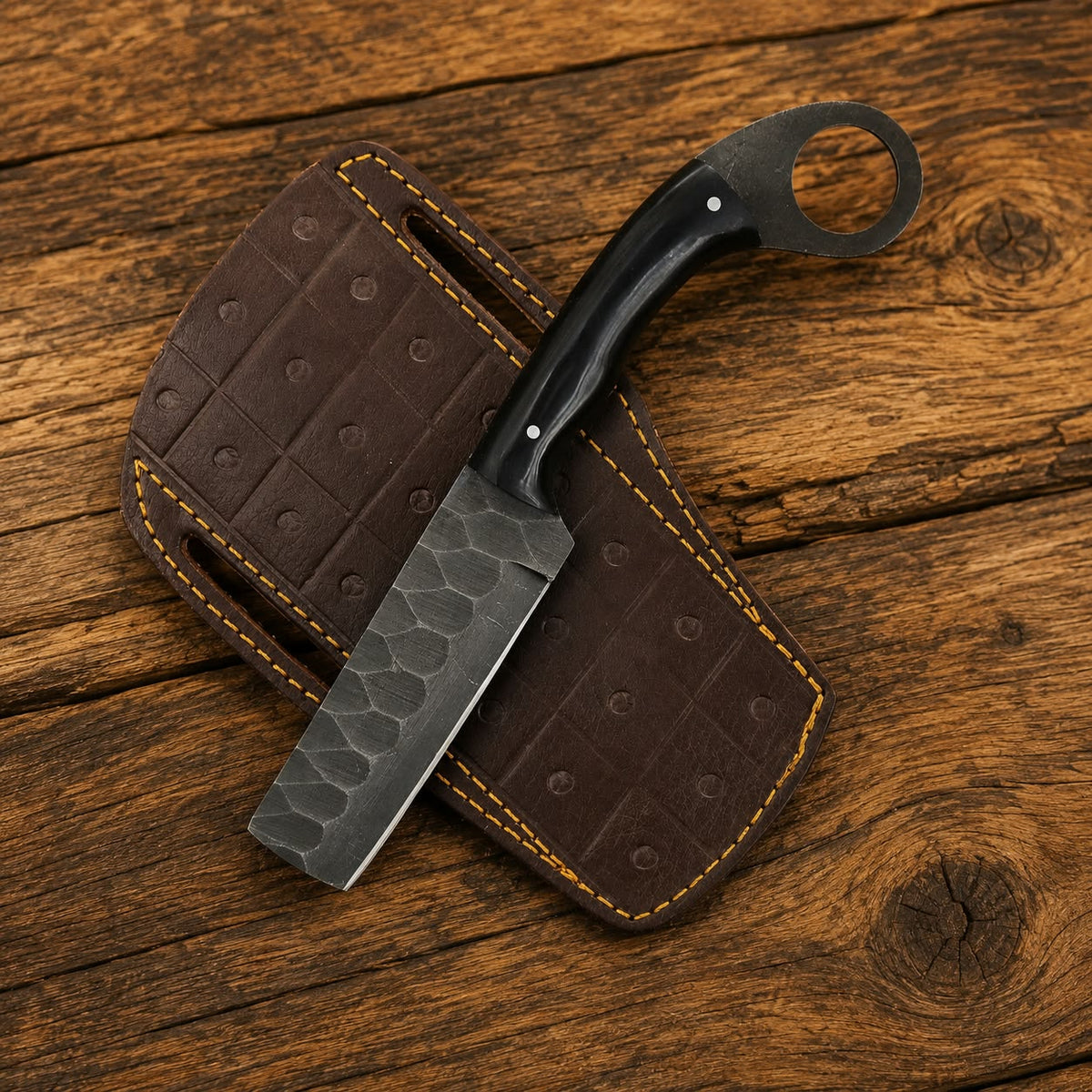 Handmade Bull Cutter Knives – D2 Tool Steel & Leather Sheath