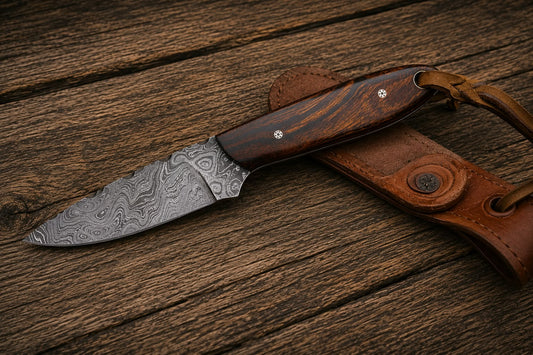 Handmade Cowboy Knife with Damascus Steel Blade 
