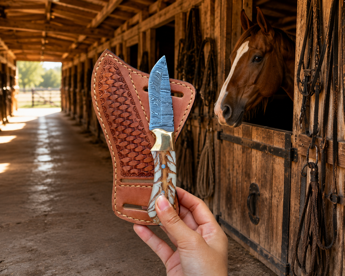Handmade Cowboy Knife with Premium Leather Sheath