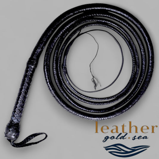 black leather whip