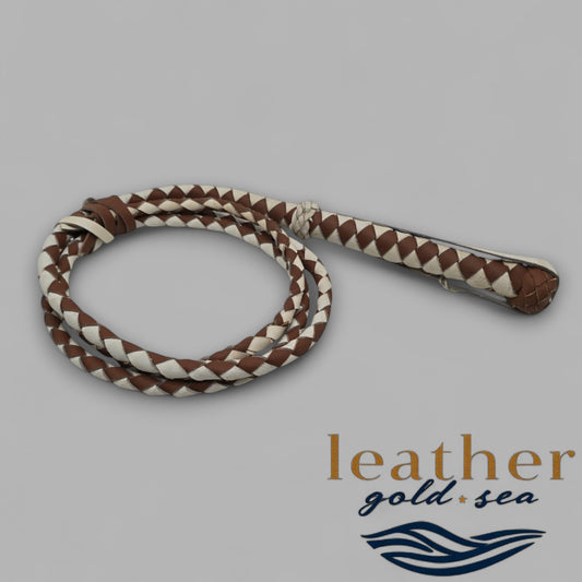 brown leather whip