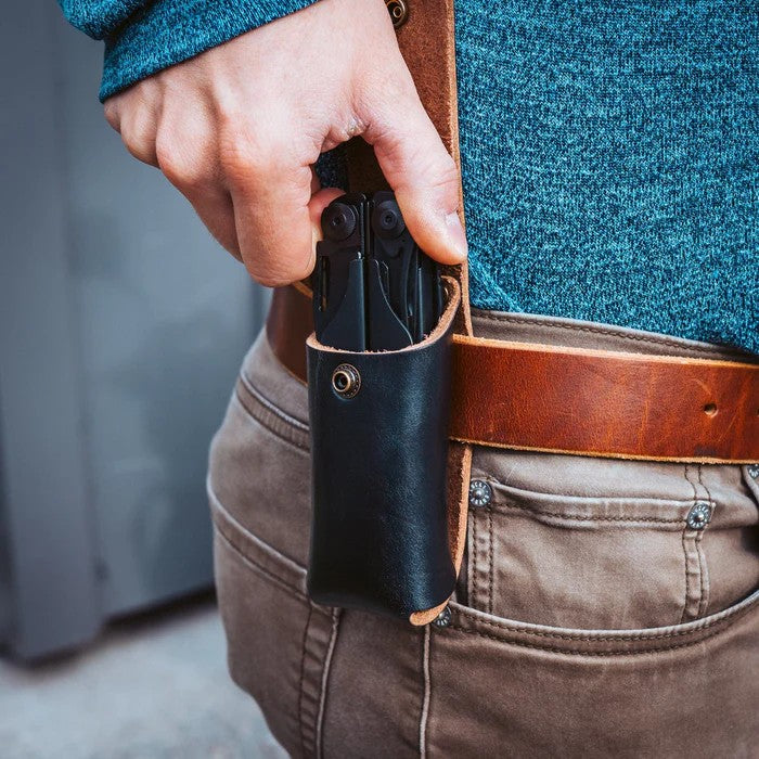 Custom Leather Knife Sheath – Handmade Black