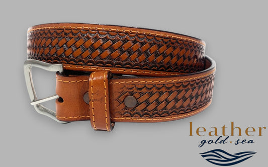 basket weave Leather Belt 