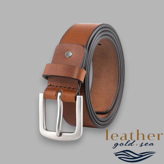 Leather Belts for Men & Leather Clip Keychain Combo Set