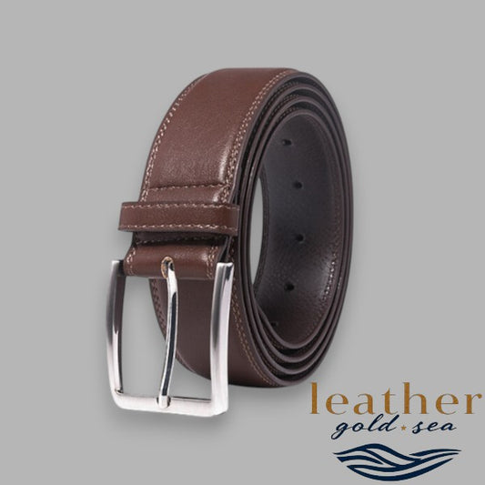 Wide leather belt Brown