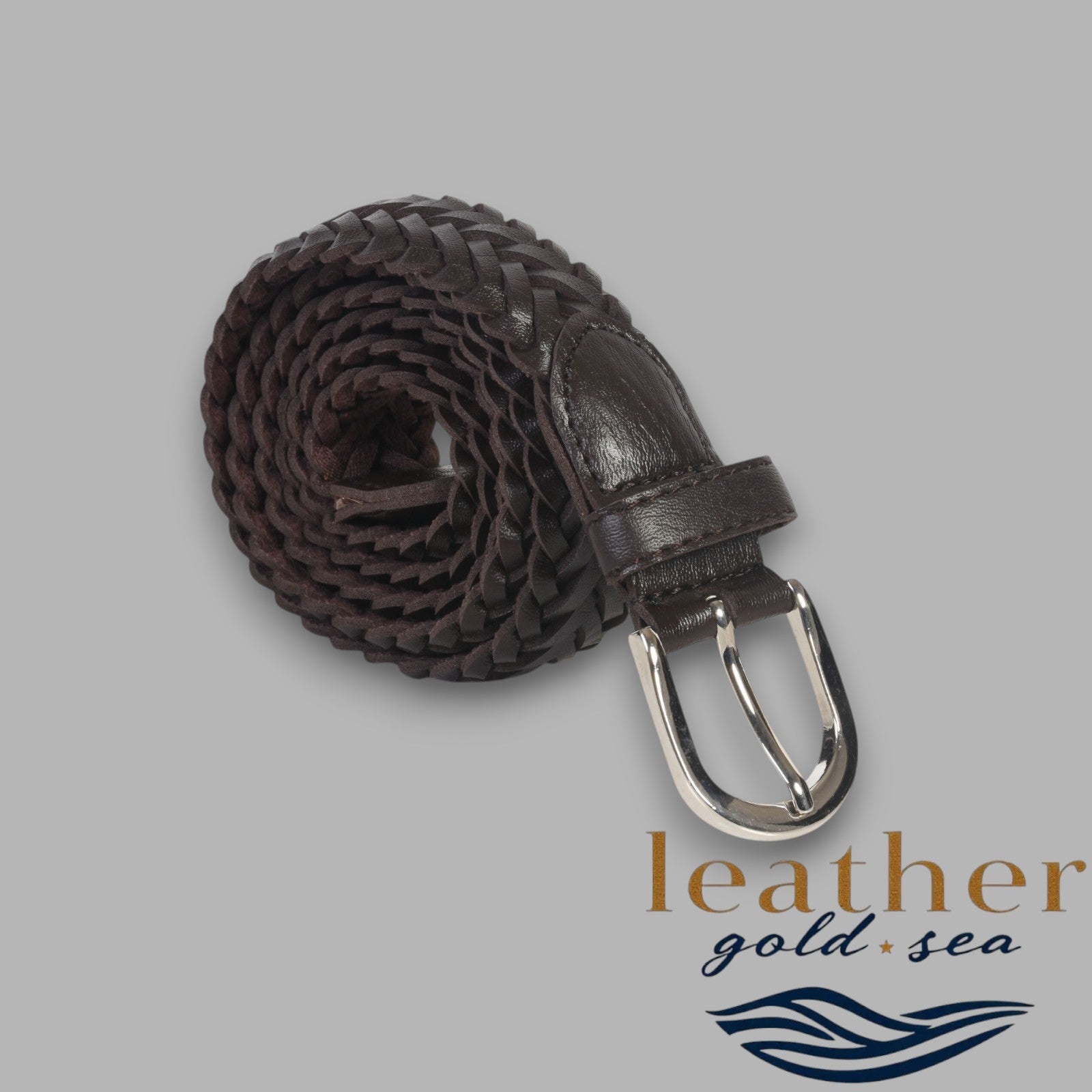 plaited leather belt mens